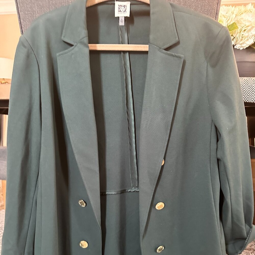 Ann Taylor Green Suit Jacket with Gold Buttons